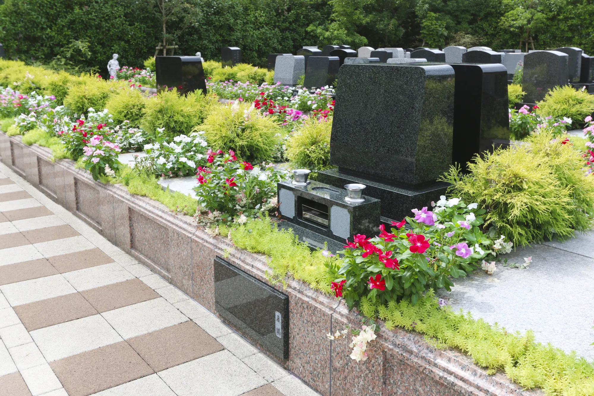 フラワーテラス区画の彩り豊かな花々