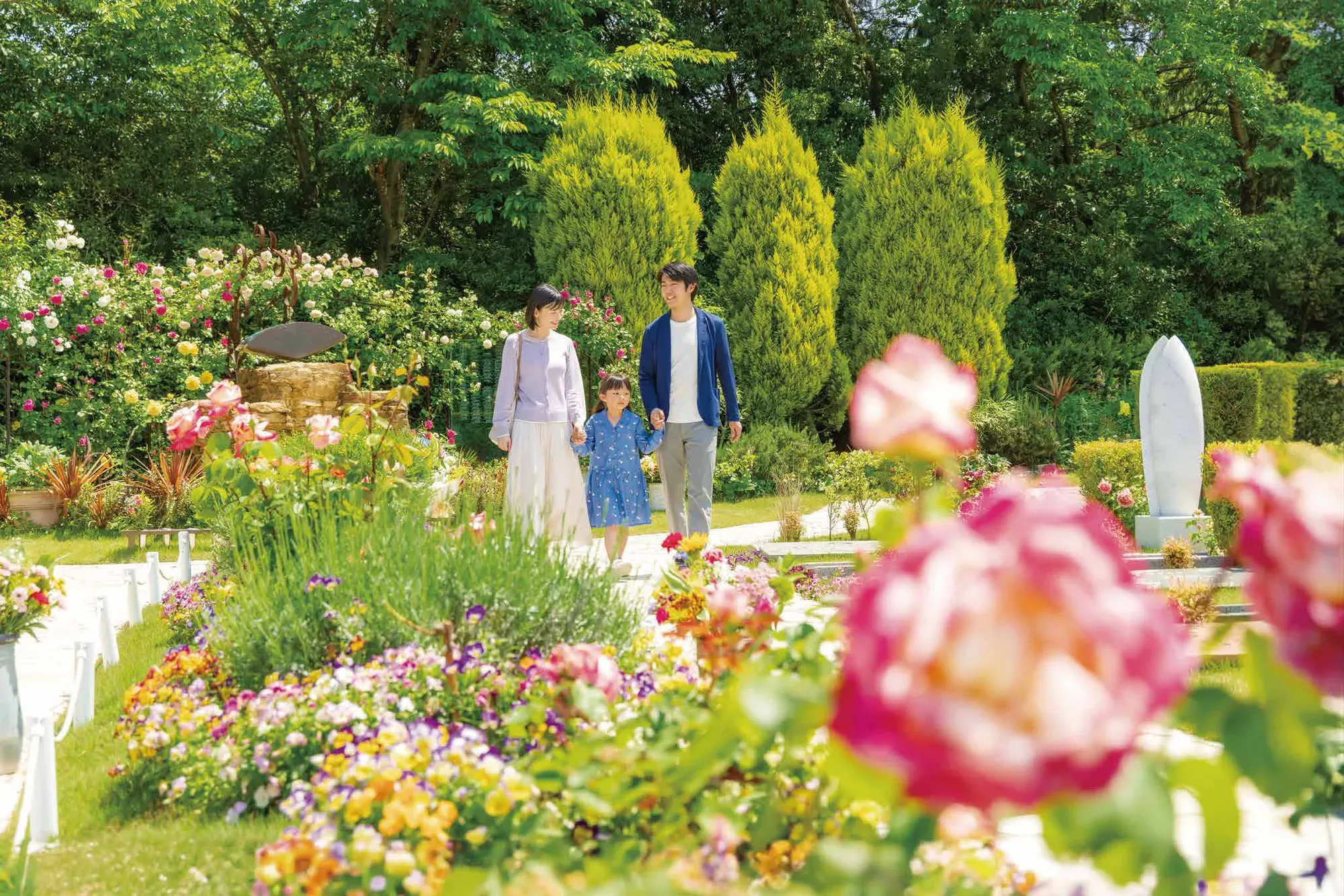 園内の花壇と通路
